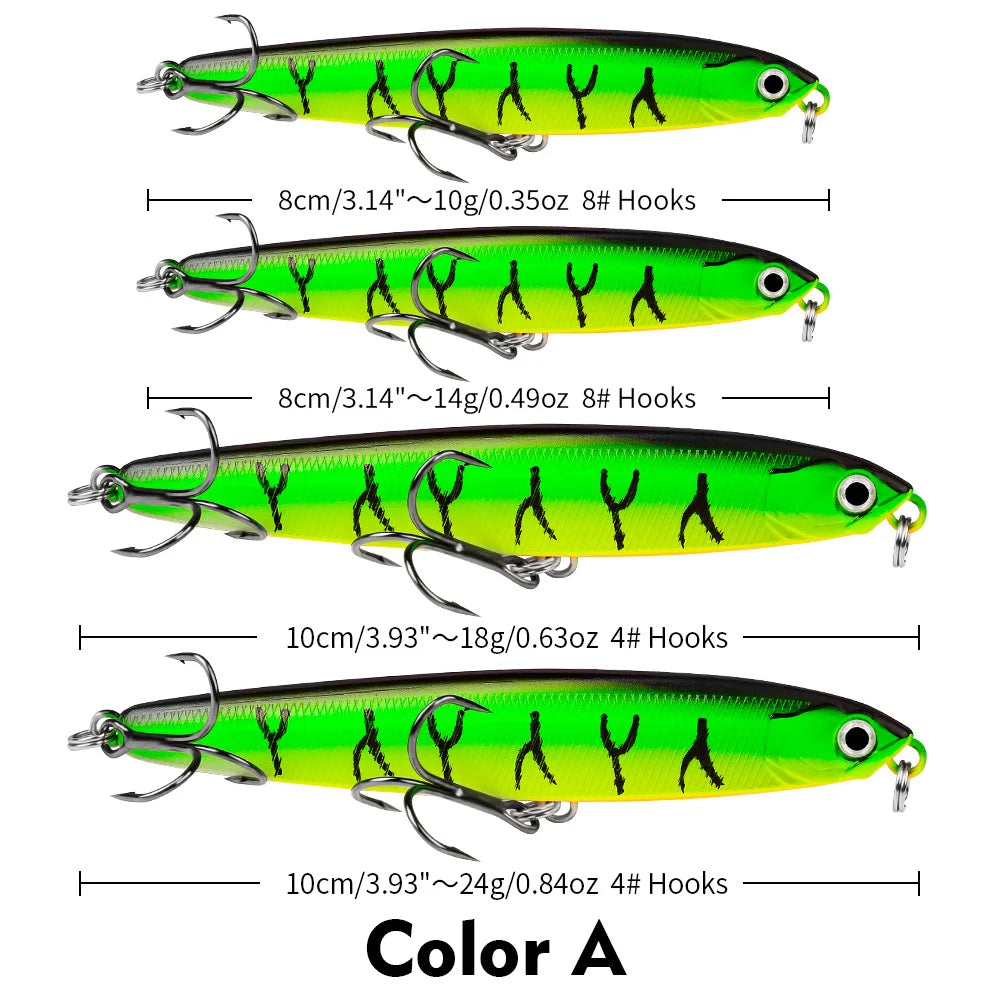 Luya Pencil, Submerged Luya Bait Far Cast Luya Fake Bait 10/14/18/24g Bionic Hard Bait Bait Fishing Tackle