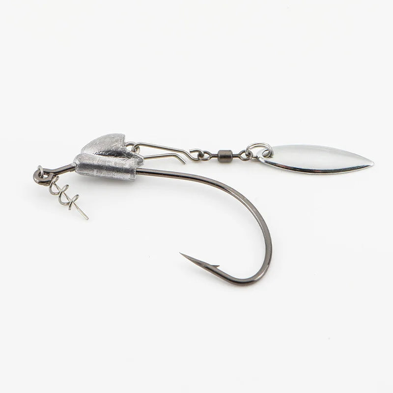 10Pcs Underspin Jig Head Swimbait Hooks Bass Trout Weighted Fishing Hook Lures with Spinner Blades