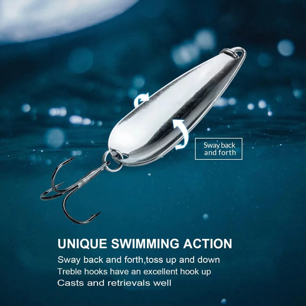 5pcs Saltwater Spoon Fishing Lures Jigs Lure for Tuna Salmon Grouper, Sea Fish Jigging Lure, Trolling Spoon for Bass