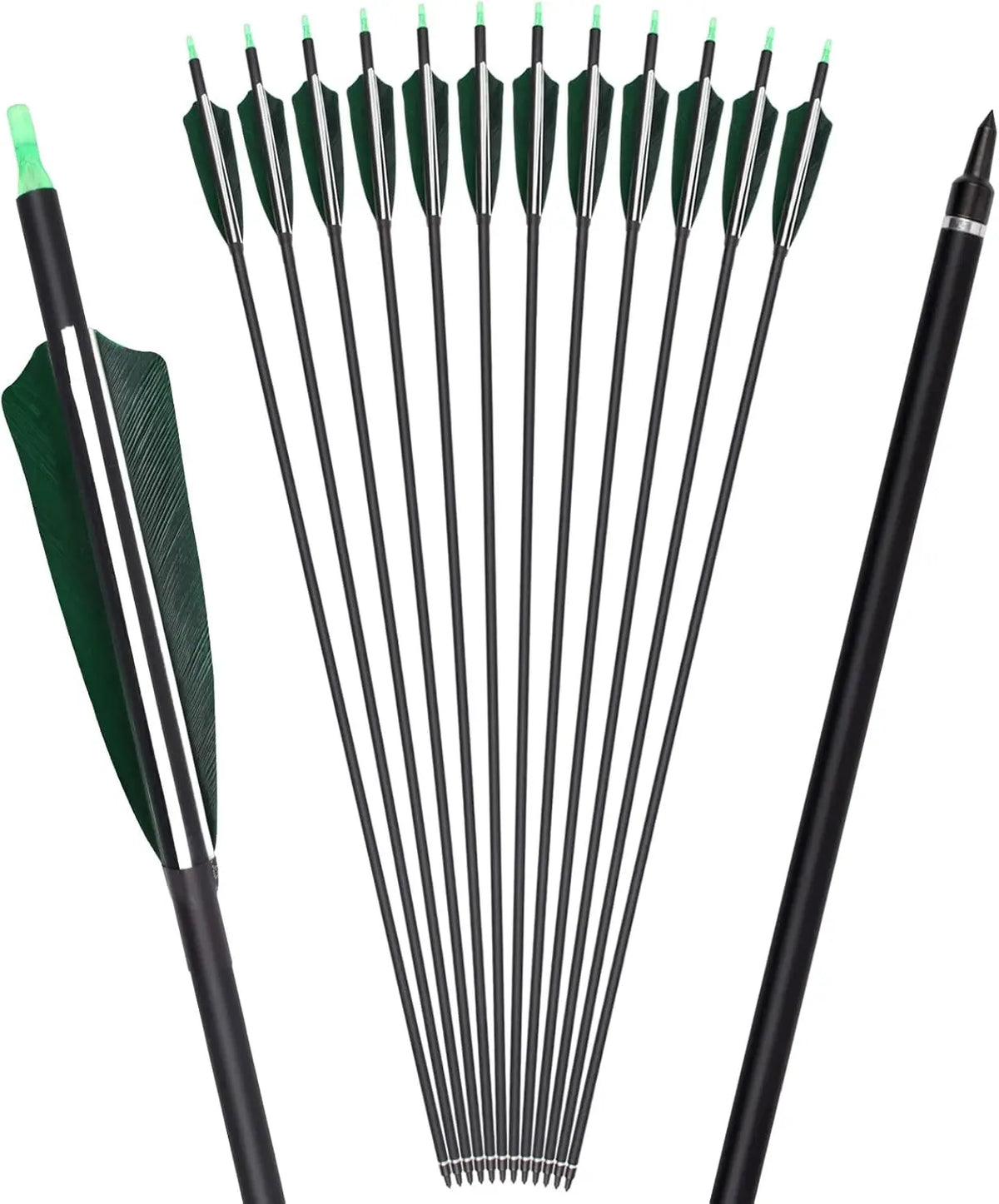 YLS 500 Spine Arrows 30 In Carbon Arrows 4" Turkey Feather Archery Target Practice Hunting Arrows with for Recurve Bow Long Bow