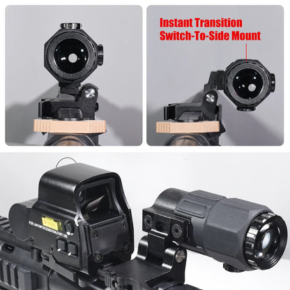 558 Holographic Collimator G33/43/45 3X/5X Magnifier Folding Side Flip Scopes Red Dot Sight Reflex Airsoft Scope 20mm QD Rail