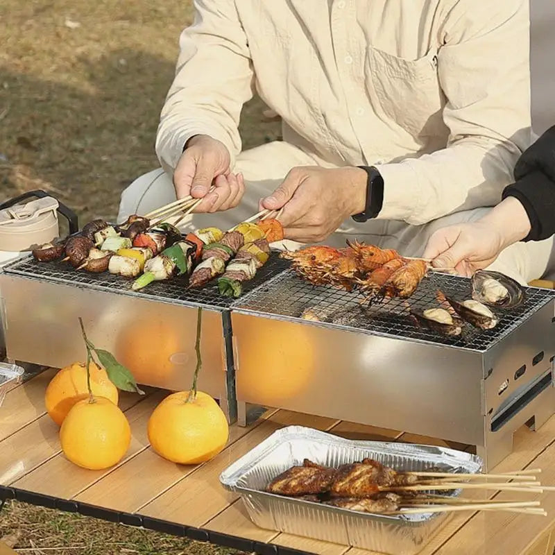 Detachable Barbecue Grill Heating Stoves Portable Camping BBQ Grill Rack Net Firewood Stove Stainless steel Cooking BBQ Grill