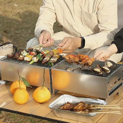 Detachable Barbecue Grill Heating Stoves Portable Camping BBQ Grill Rack Net Firewood Stove Stainless steel Cooking BBQ Grill
