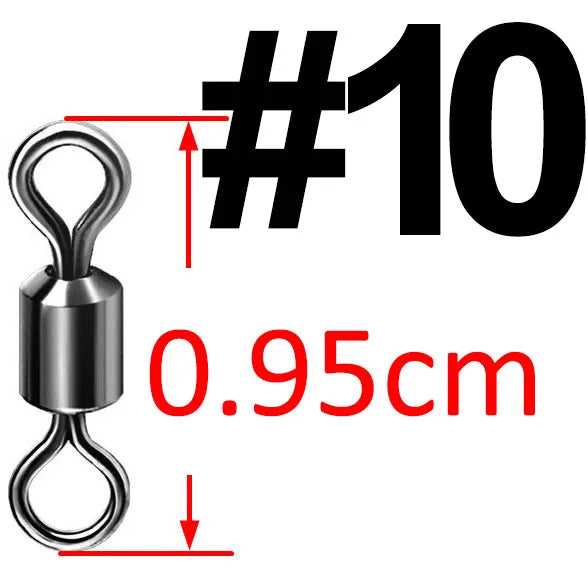 50pcs Bearing Swivel Fishing Connector Stainless Steel Carp Fishing Accessories Tackle Snap Fishhook Lure Solid Ring Swivel