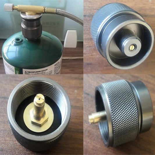 1 lb Gas Tank Adapter 1"-20 UNEF to 7/16-28NS, Propane Cylinder Converter for Outdoor Stove Heater, Small Portable Fuel Adapter