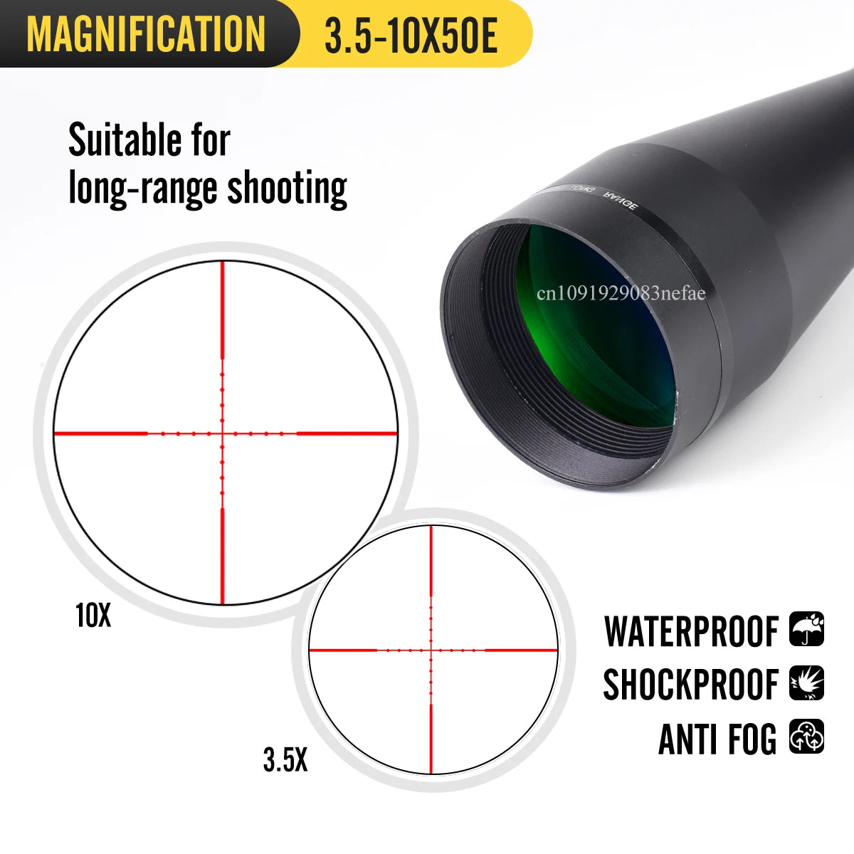LP M3 3.5-10x50 Tactical HD Scope No Parallax Optics Hunting Scope Multi Coated Sight Adjustment Shockproof Waterproof Telescope