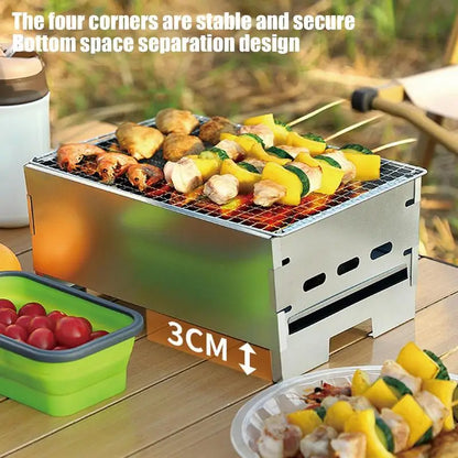 Detachable Barbecue Grill Heating Stoves Portable Camping BBQ Grill Rack Net Firewood Stove Stainless steel Cooking BBQ Grill