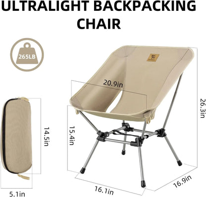 Backpacking Chair Portable Folding Camp Chair Compact Foldable Chairs Ultra Lightweight Outdoor Balcony/Garden/Travel/Pa