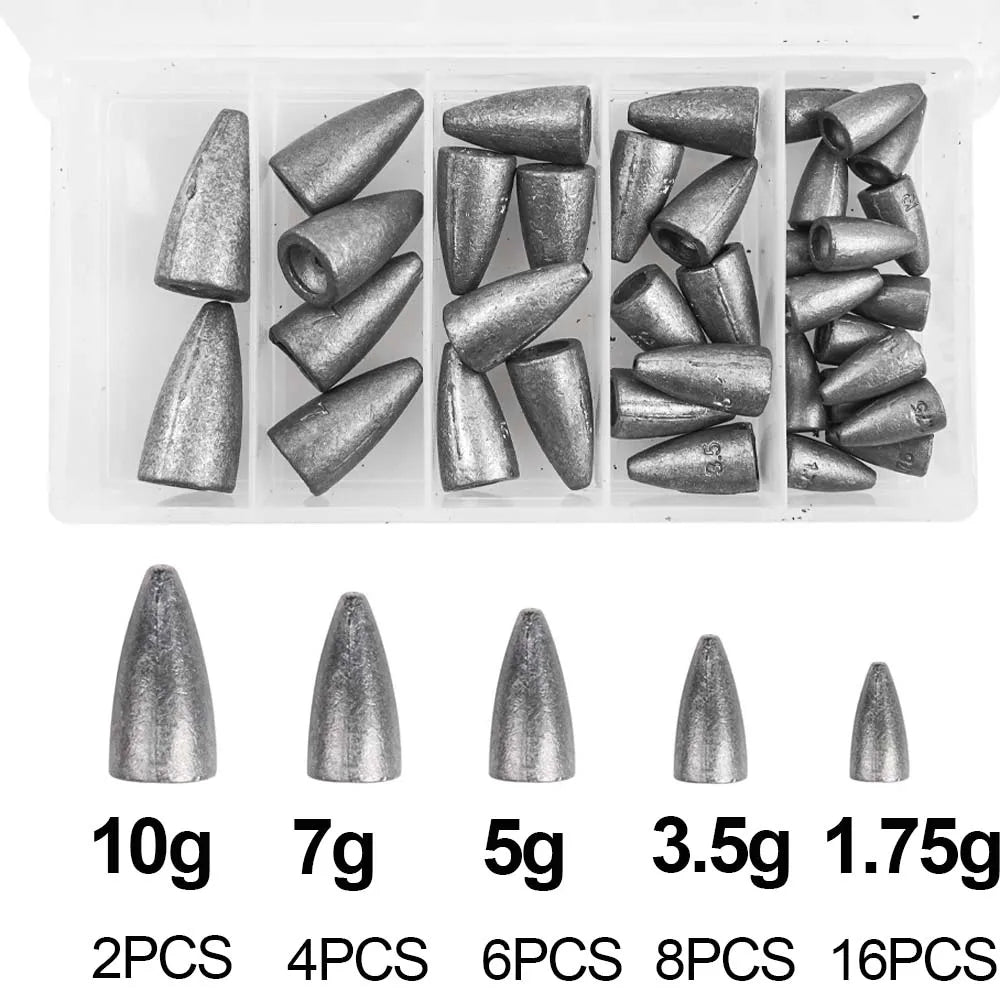 Bullet Fishing Weights for Bass lure Fishing Texas Rigs Worm Weights Carolina rig Fishing Sinkers Fishing Tackle Accessories