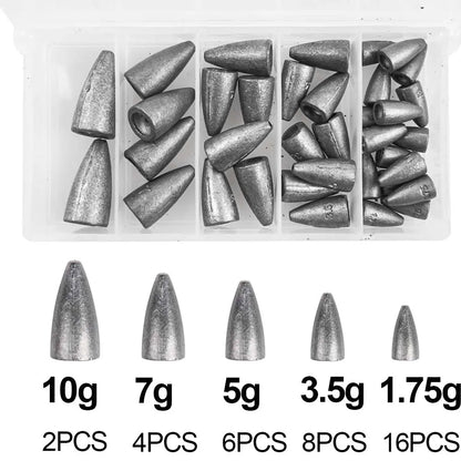 Bullet Fishing Weights for Bass lure Fishing Texas Rigs Worm Weights Carolina rig Fishing Sinkers Fishing Tackle Accessories