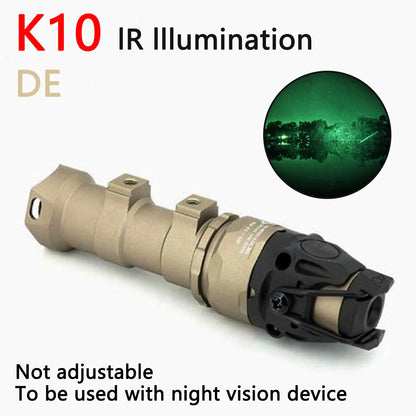 Tactical KIJI K10 IR Light Aluminum CNC IR 850nm Illumination Hunting Scout Light K10 IR/LED Flashlight Fit MICH2000 ARC Helmet