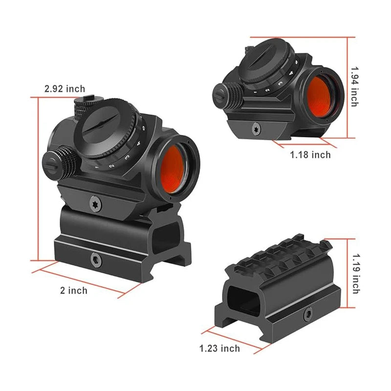 Feyachi RDS-22 2 MOA Red Dot Sight Compact Red Dot Scope 1 x 22mm，Selectable with 5 Slots 0.83”Riser Mount