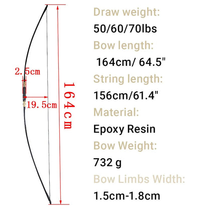 65" English Traditional Longbow Set 60/65/70lbs Archery Takedown Bow Hunting Adult Target Practice