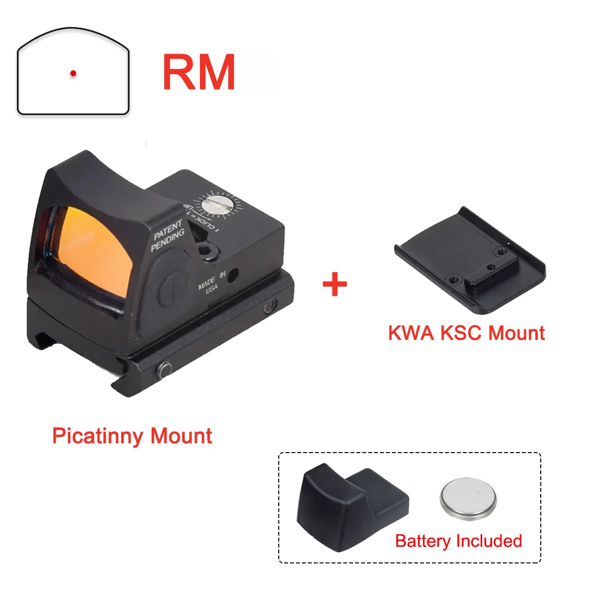 Tactical VISM PRO Flip Up Red Dot Sight Hot 20mm Rail Riflescope Collimator Sight RM Scope With GLK Rear Sight Mount