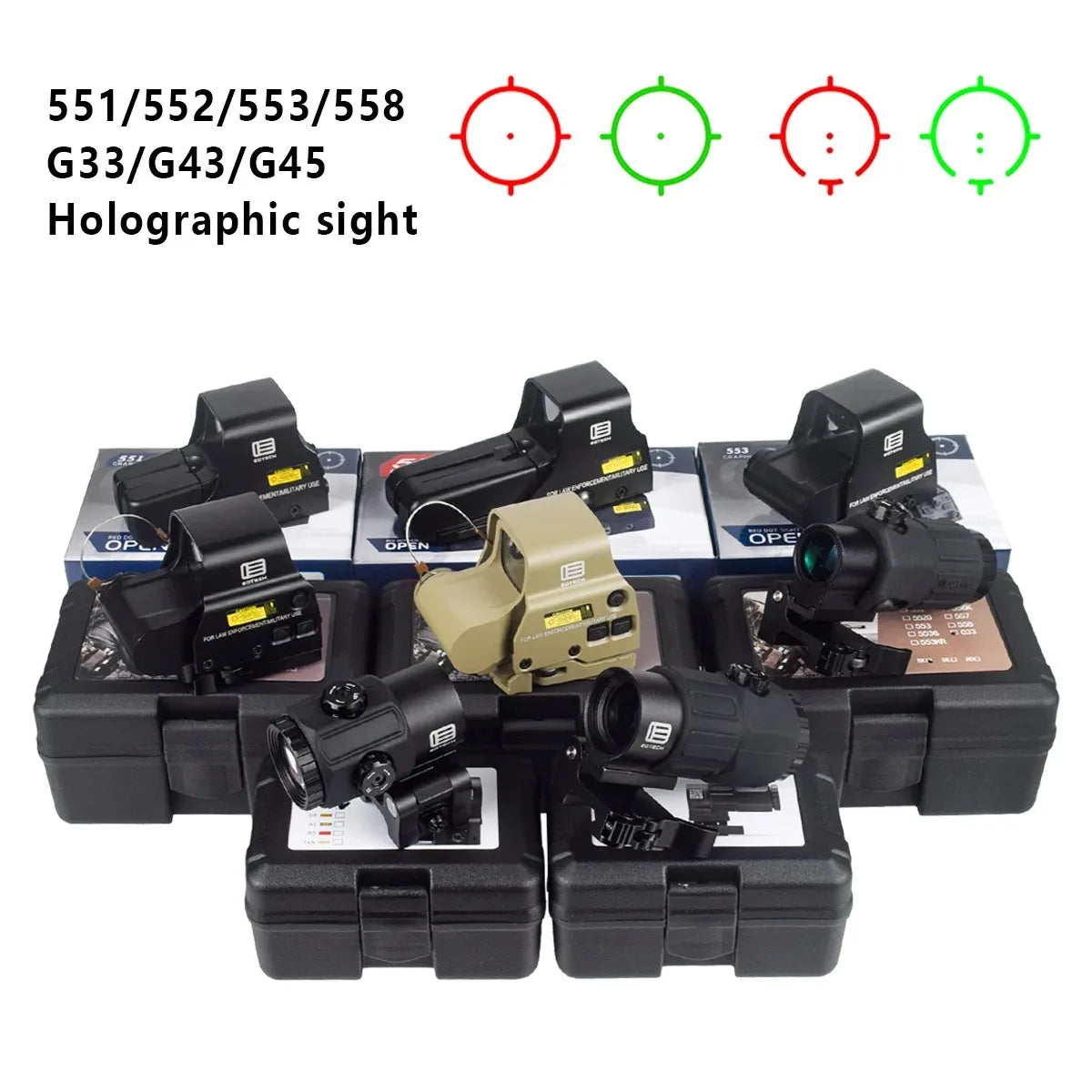 Tactical 551 552 553 558 Red Dot Holographic Sight Eotech G33 G43 G45 Scope 3X Magnifier Hunting Scope Hydra Riser Airsoft Scope