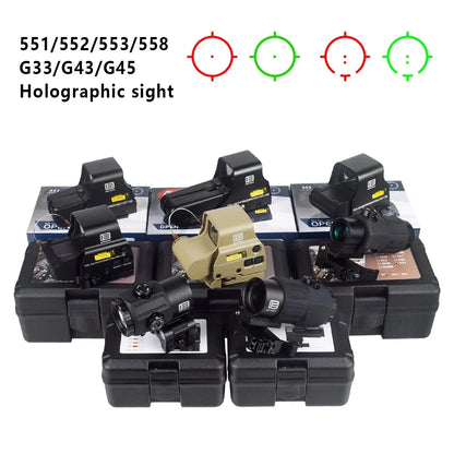 Tactical 551 552 553 558 Red Dot Holographic Sight Eotech G33 G43 G45 Scope 3X Magnifier Hunting Scope Hydra Riser Airsoft Scope