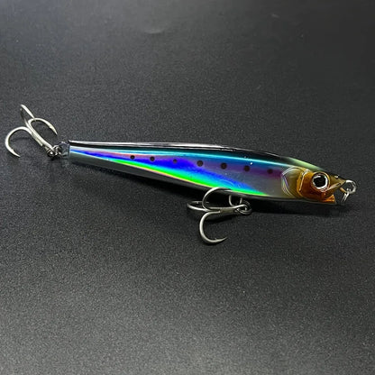 3-Pack Long Casting No-Lip Saltwater Fishing Lures, Short Lip Heavy Sinking Pencil Baits, 120mm, 47g (1.7oz), New Heavy Sinking Minnow, Long-Distance Casting Saltwater Artificial Ocean Lures