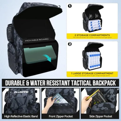 Cooler Fishing Backpack with Rod Holders 45L Large Water-resistant Fishing Tackle bag Store Fishing Gear Fishing Gifts for Men