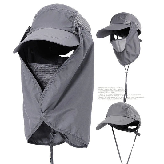 Sun Hat For Fishing Breathable Outdoor Bucket Hat Detachable Neck Flap Sun Hat Hiking UV Protection Wide Brim Hat