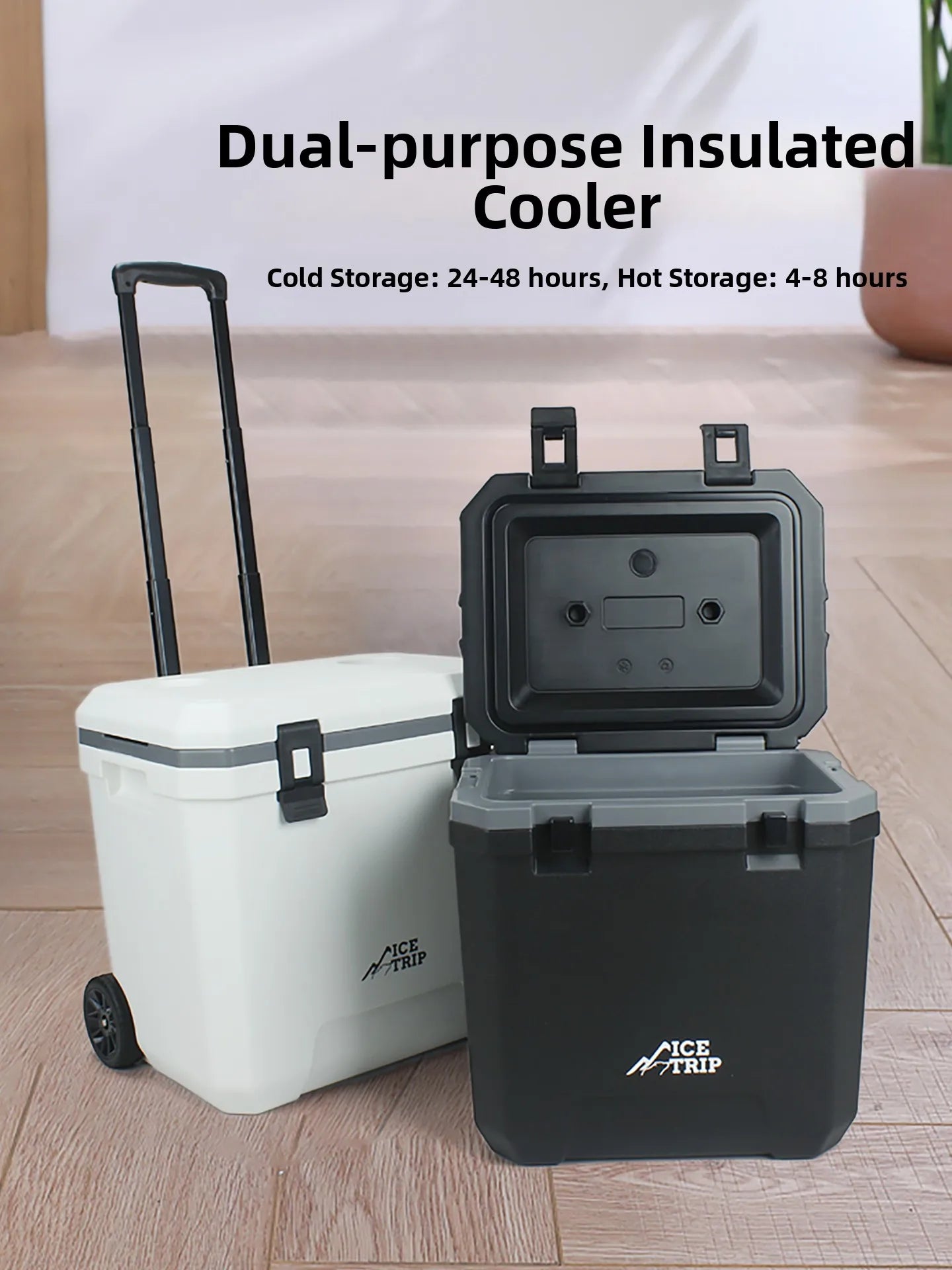 Portable PU Thermal Insulation Box Refrigerator 24L with Pull Rod for Outdoor Camping Fishing Stall Selling Wheel Mobile Ice Box