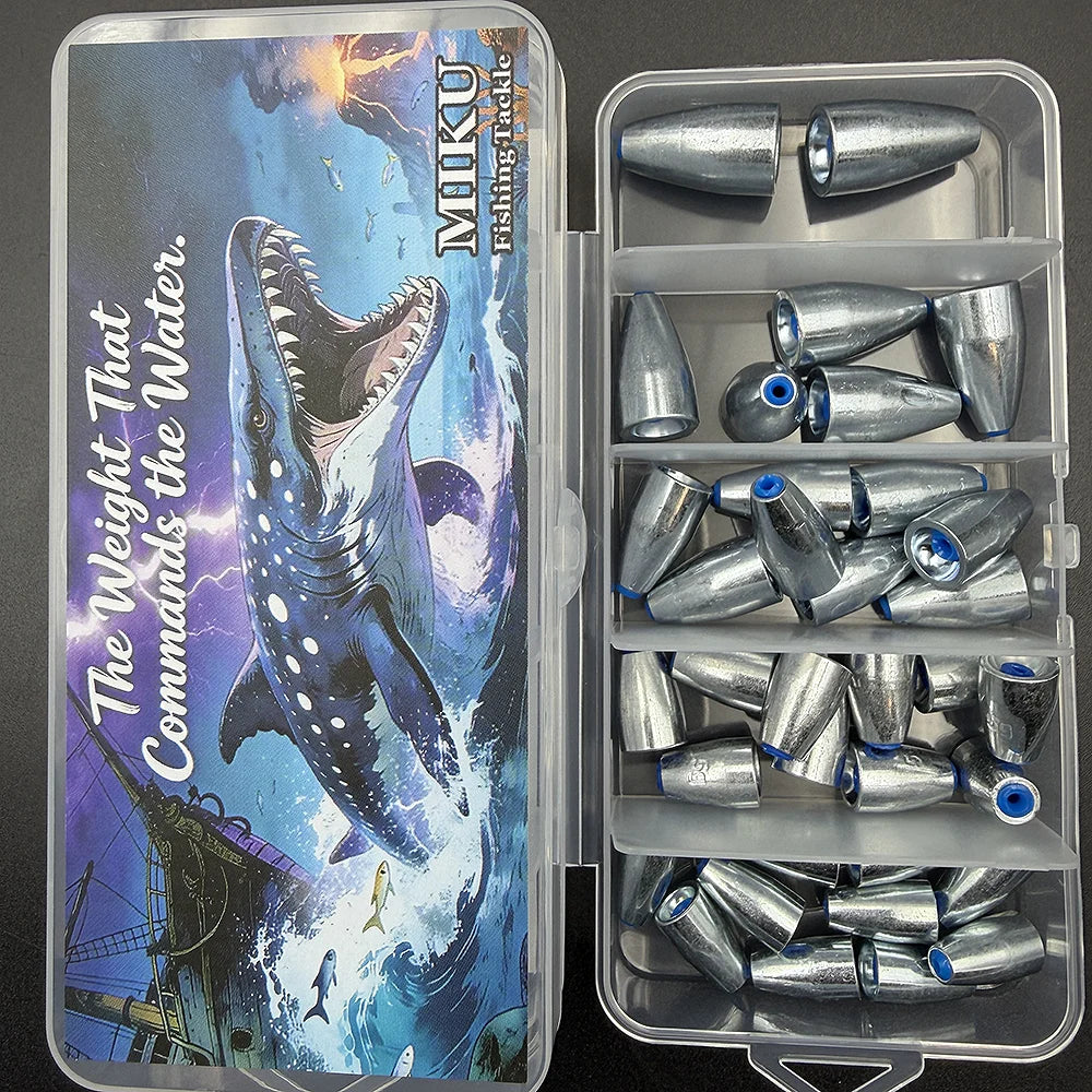 35 pieces per box of various fishing weight sets, steel fishing accessories, freshwater and saltwater bass accessories