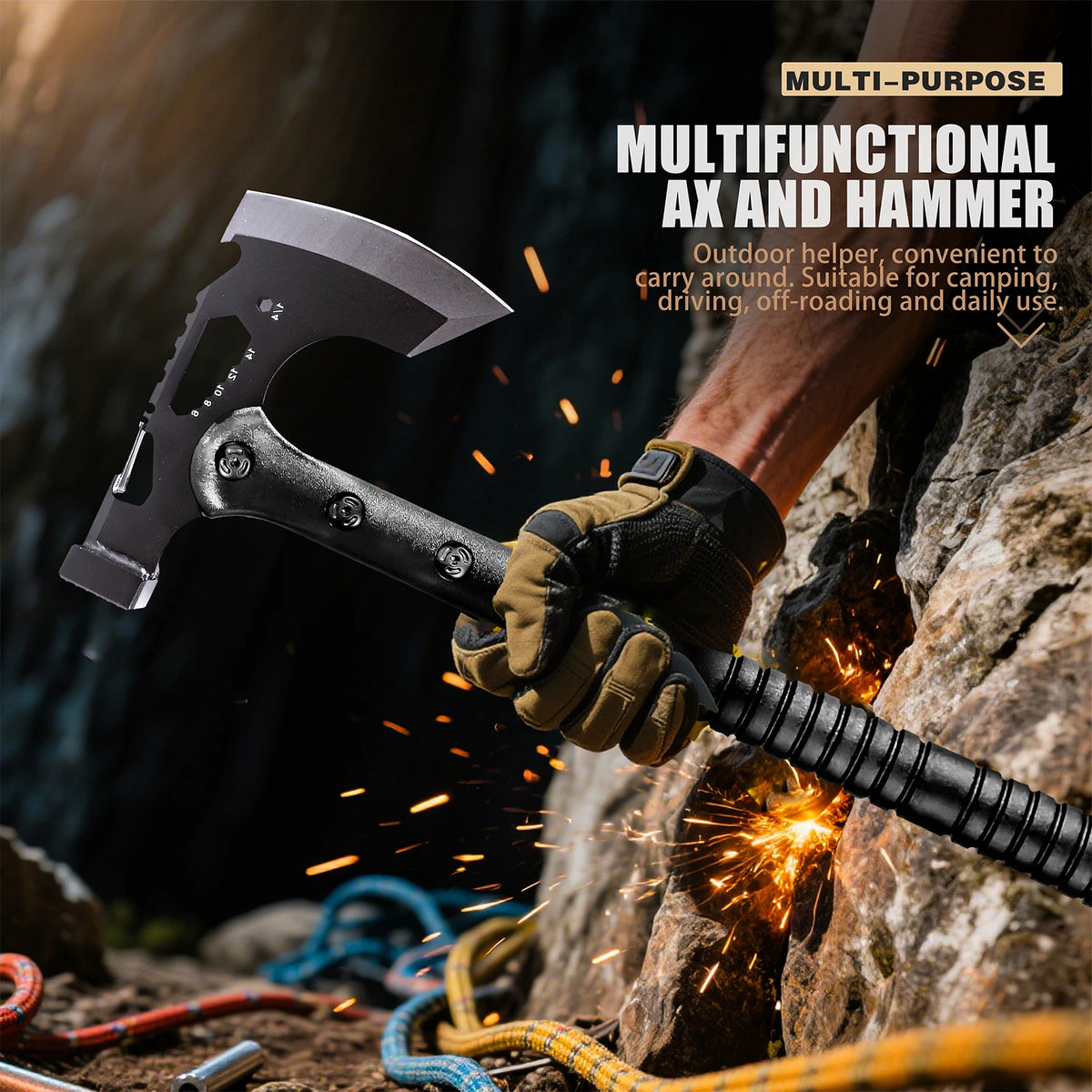 Multifunctional Outdoor Camping Hand Hatchet Two Styles Portable Wood Cutting Tool with Storage Sheath Backpacking Hiking Household Log Splitting Utility Tool Gift for Outdoor Enthusiasts