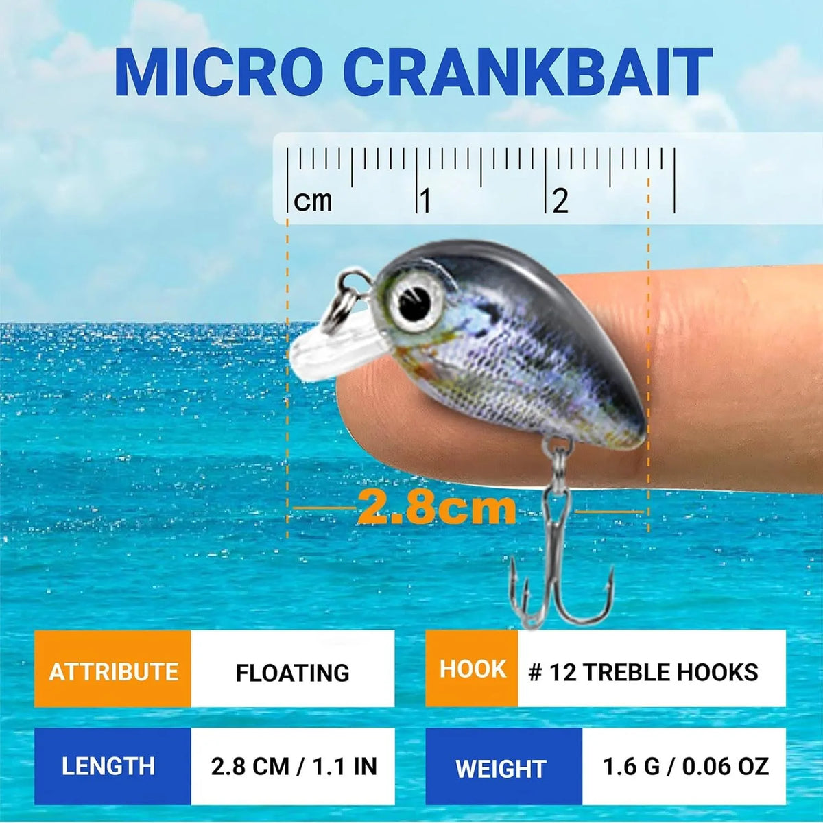 5pcs Micro Crankbait Fishing Lures for Bass Trout Topwater Lures Kit 3cm 1.5g