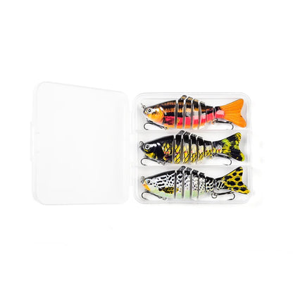 3Pcs Multi‑Joint Swimbait Hard Fishing Lure 2 Styles Segmented Bionic Fish Bait With Treble Hooks Freshwater Bass Pike Fishing Tackle