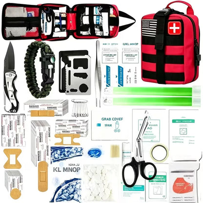240 Survival Kit for Outdoor Adventure Travel Camping Sports Office Car School Emergency First Aid Equipment Tool Gift for Men And Women