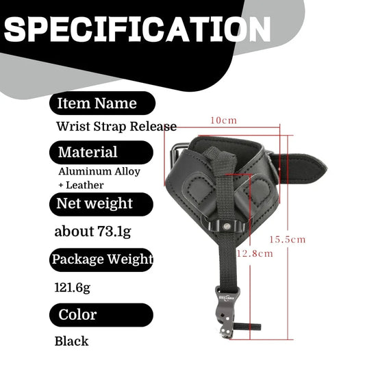 Archery Release Aids Index Finger Hook Compound Bow Hunting Wrist Strap Trigger Leather + Alloy Target Shooting Accessory