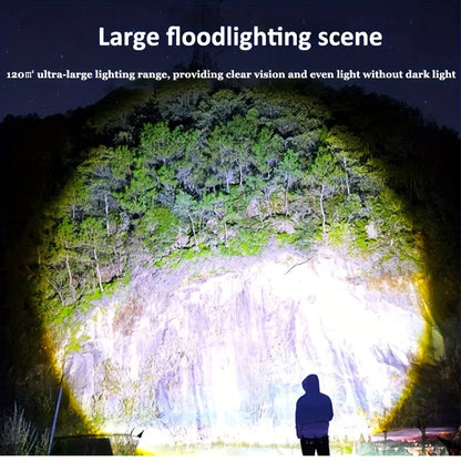 High Power 2000LM LED Flashlight Built-in Battery USB Rechargeable Strong Light Tactical Torch Outdoor Camping Hiking Lantern