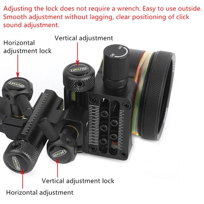 Archery M2 Alloy Five Pin Bow Sight Adjustable Fiber Optic Hunting Shooting RH Target for Compound Bow Accessories