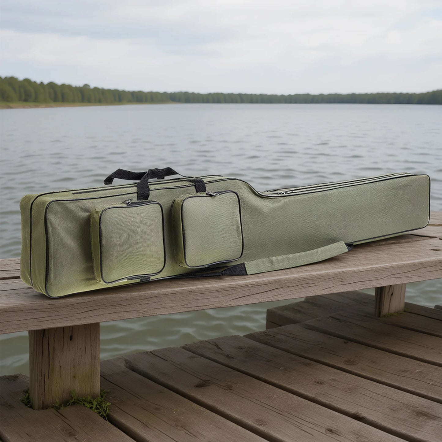 Fishing Pole Storage Bag 150cm Folding Rod Carry Case Waterproof Oxford Large Capacity for Men Family Travel Gifts