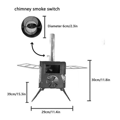 Folding FireWood Stove For Camping Tent Stove Portable Wood Heater Burning Carbon Steel Picnic BBQ Stove Grill Camping Supplies