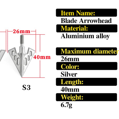 6pcs Arrowheads Aluminium Alloy Universal Thread Hunting Broadheads Archery Arrow DIY Arrow Points Bow Shooting Target Tips