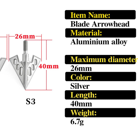 6pcs Arrowheads Aluminium Alloy Universal Thread Hunting Broadheads Archery Arrow DIY Arrow Points Bow Shooting Target Tips