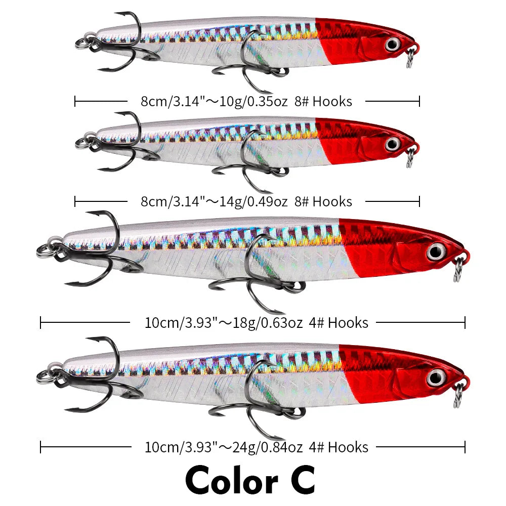 Luya Pencil, Submerged Luya Bait Far Cast Luya Fake Bait 10/14/18/24g Bionic Hard Bait Bait Fishing Tackle