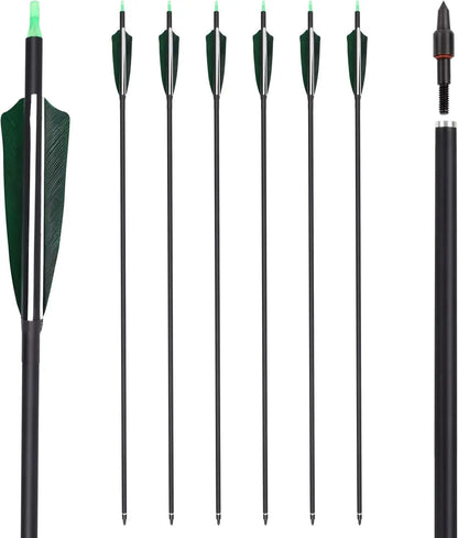 YLS 500 Spine Arrows 30 In Carbon Arrows 4" Turkey Feather Archery Target Practice Hunting Arrows with for Recurve Bow Long Bow