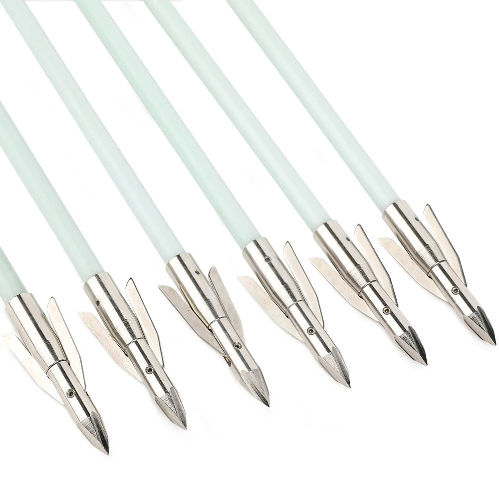 Archery Bowfishing Arrows OD 8mm Solid Fiberglass Arrow Carbon Steel Arrowhead Metal Fishings Slider  Hunting Fishing 3/6pcs