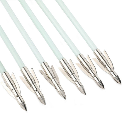 Archery Bowfishing Arrows OD 8mm Solid Fiberglass Arrow Carbon Steel Arrowhead Metal Fishings Slider  Hunting Fishing 3/6pcs