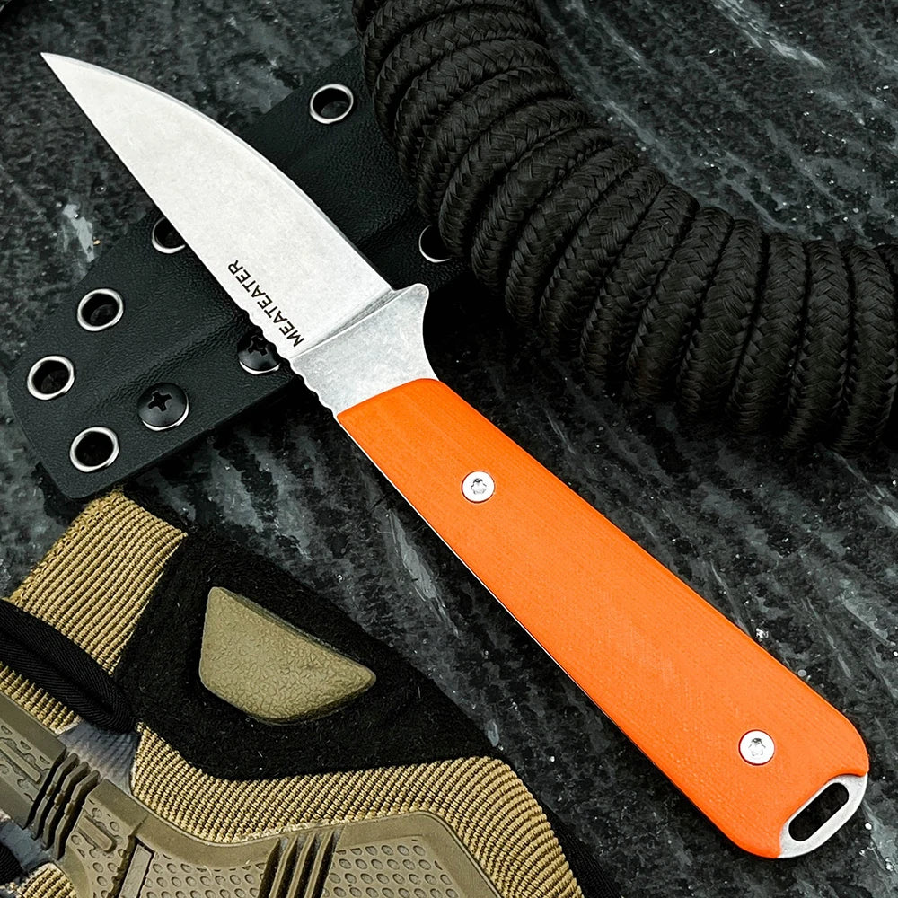 Rescue MEATEATER Camping Knife Bushcraft Hiking Fishing Outdoor Multifunctional Utility G10 Handle Fixed Blade EDC Cutting Tools