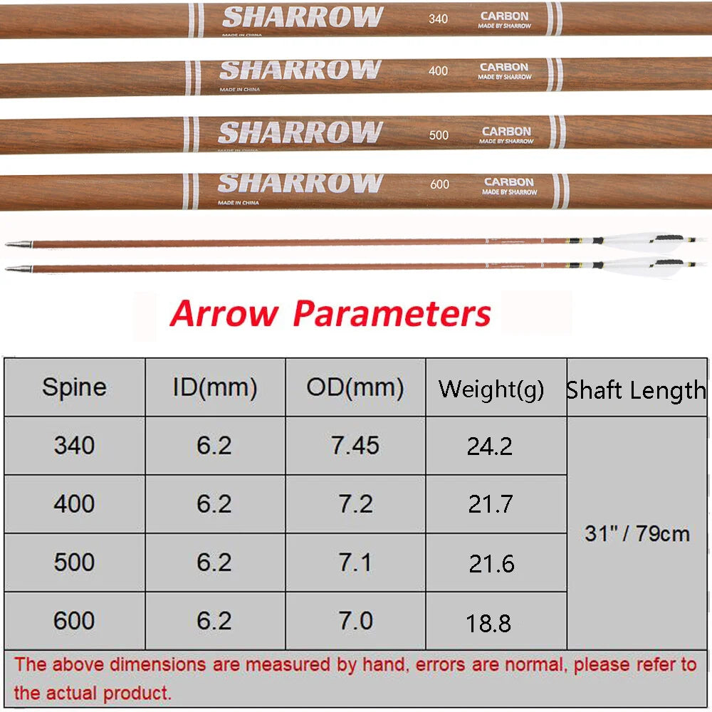 Archery Pure Carbon Arrows 31inch Arrow Shaft 100 Grain Broadhead 5 Inch Turkey Feather Spine 340-600 Bow Archery Shooting 12pcs