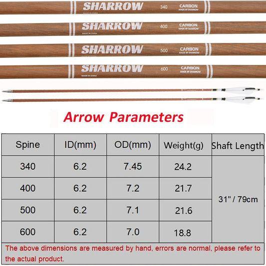 Archery Pure Carbon Arrows 31inch Arrow Shaft 100 Grain Broadhead 5 Inch Turkey Feather Spine 340-600 Bow Archery Shooting 12pcs