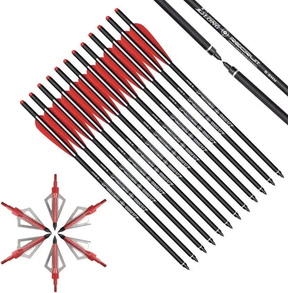 Elong Crossbow Bolts 20 Inch Carbon with Hunting Broadheads 6 Pack, Crossbow Arrows for Hunting Outdoor Target Practice