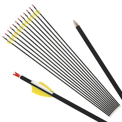 Archery Mixed Carbon Arrows 12pcs SP1000 1.75" Rubber Vane ID4.2mm Shaft for Recurve Compound Bow Hunting Shooting Sports