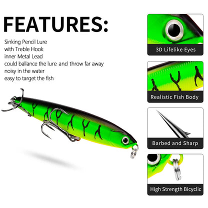 Luya Pencil, Submerged Luya Bait Far Cast Luya Fake Bait 10/14/18/24g Bionic Hard Bait Bait Fishing Tackle