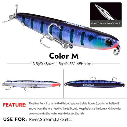 13.5G Pencil Bionic Luya Bait, Luya Bait Plastic Bait 11.5cm Bait Fishing Tackle Spot DW453