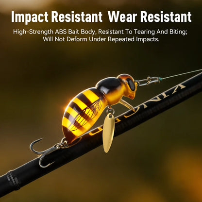 Kingdom 3pcs Wasp Minnow Lure 35mm 3.9g Floating Artificial Hard Wobblers With Spinner Single Hook For Freshwater Bass Trout Pike Fishing