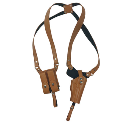 Leather Forearm Hidden Shoulder Holster with Double Mag Fit Adjustable Concealed Carry Gun Holster Fit Most Kinds of Pistols