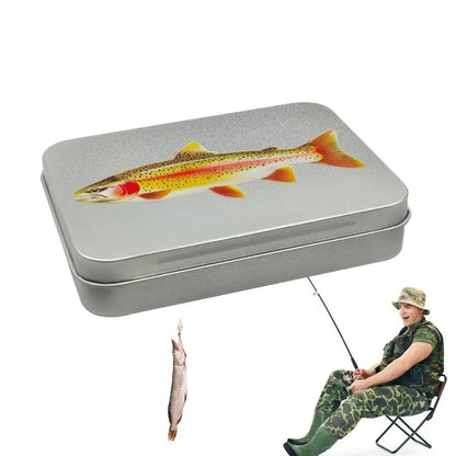 Fly Fishing Box Large Metal Fishing Hook Box Trout Fly Print Flyfishing Storage And Organization Box Fishing Accessories For